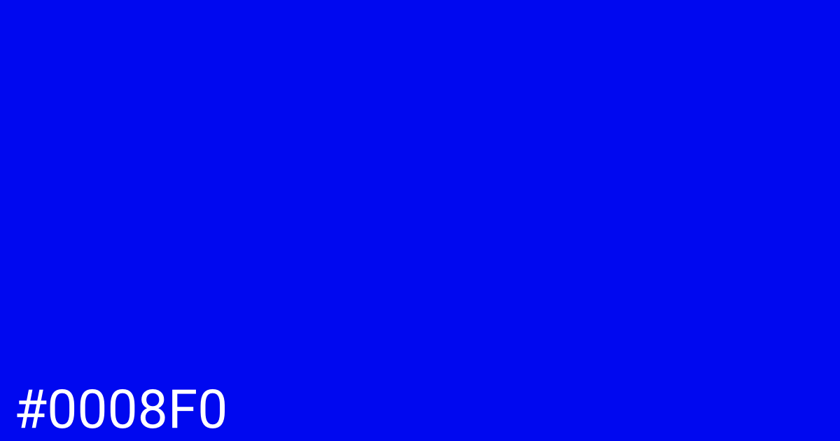 Hex color #0008f0 graphic