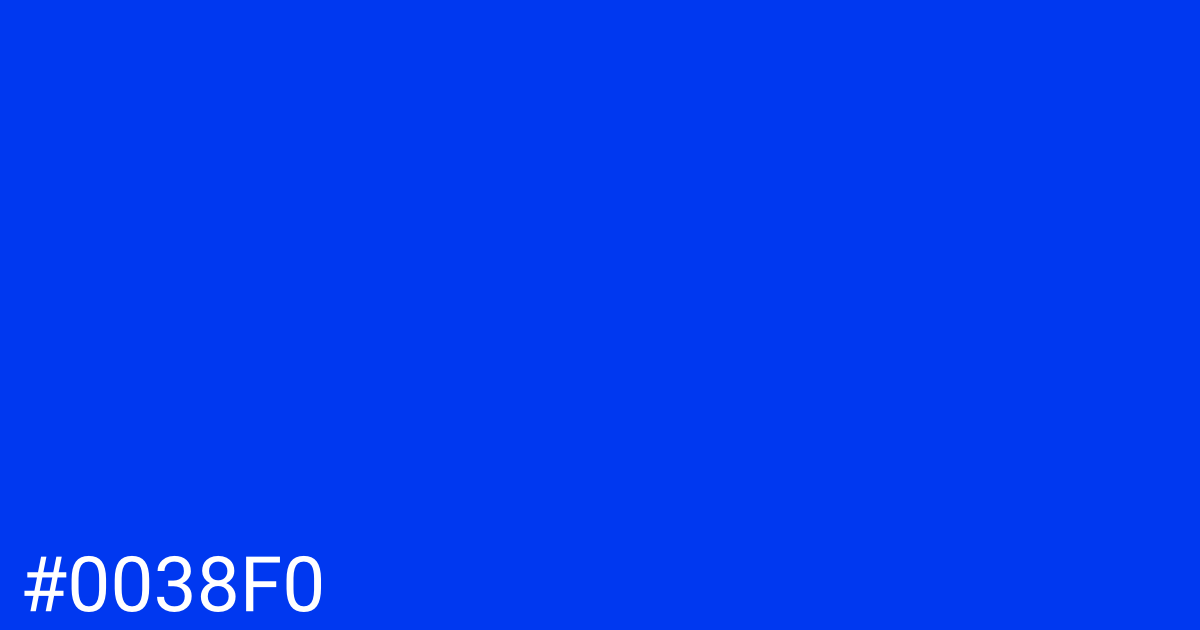 Hex color #0038f0 graphic