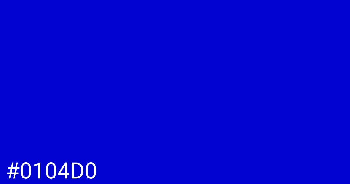 Hex color #0104d0 graphic