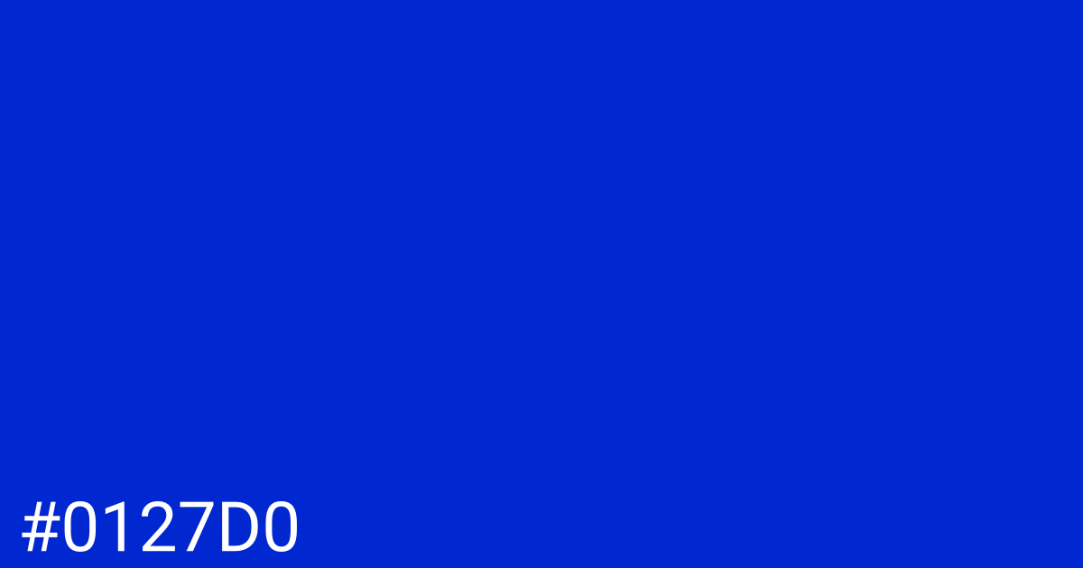 Hex color #0127d0 graphic