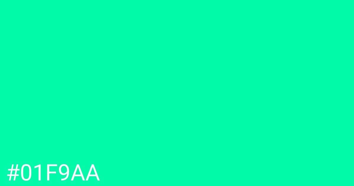 Hex color #01f9aa graphic