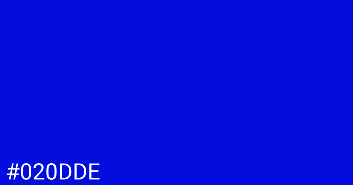 Hex color #020dde graphic