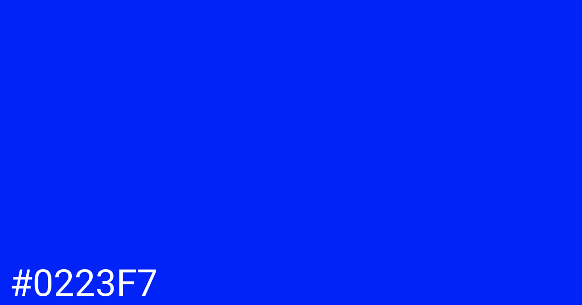 Hex color #0223f7 graphic