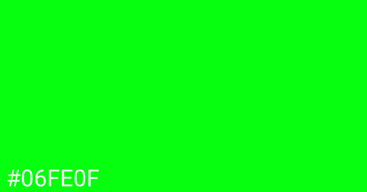 Hex color #06fe0f graphic