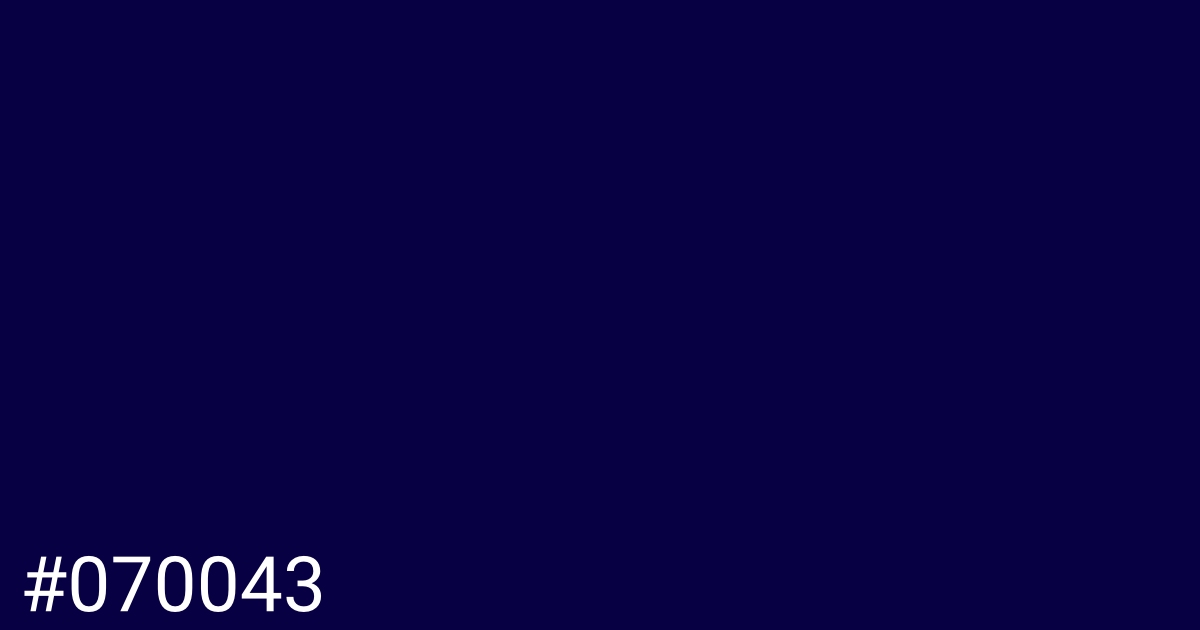 Hex color #070043 graphic