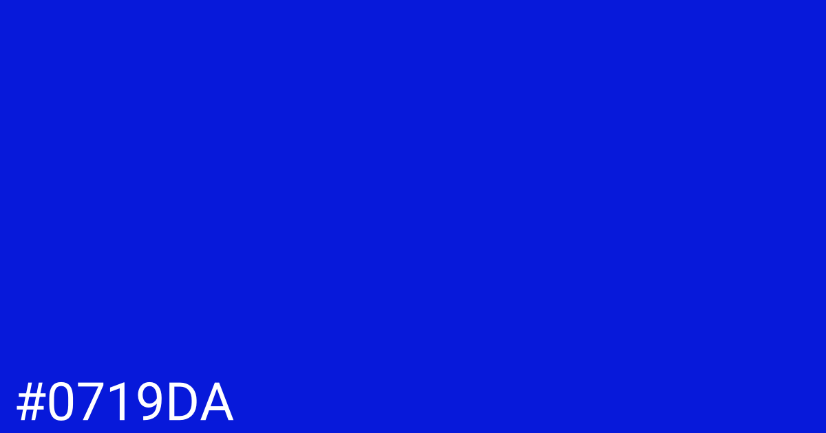 Hex color #0719da graphic