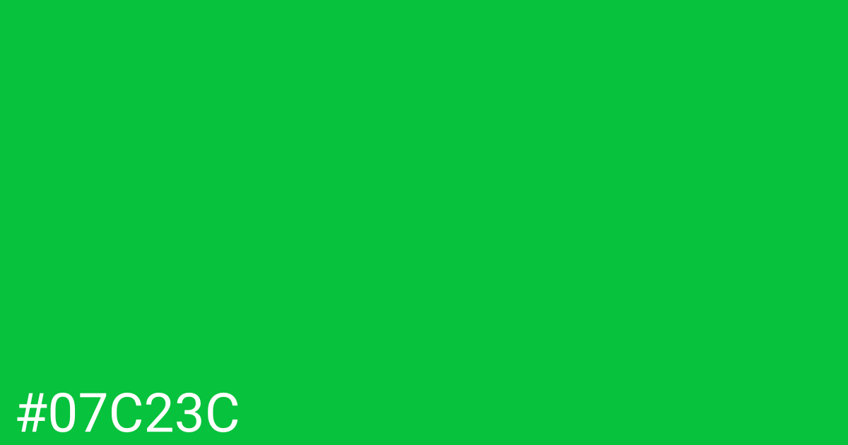 Hex color #07c23c graphic