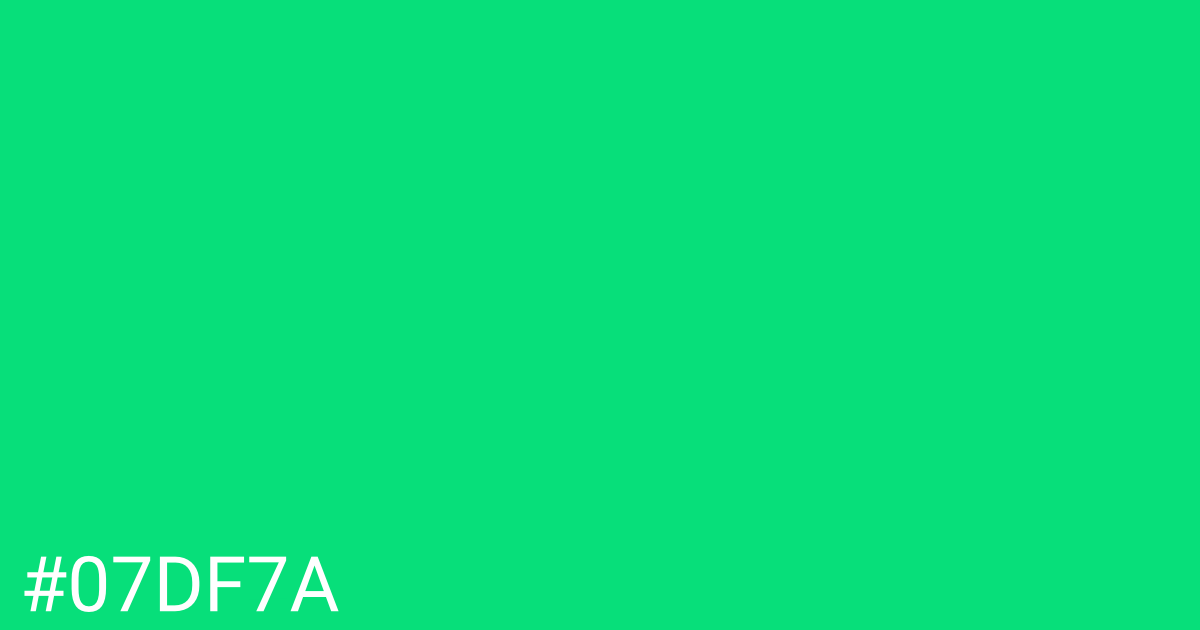 Hex color #07df7a graphic