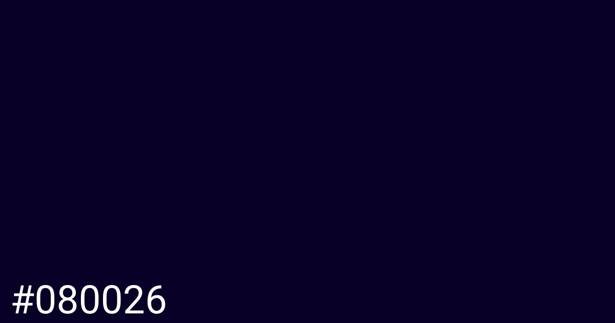 Hex color #080026 graphic