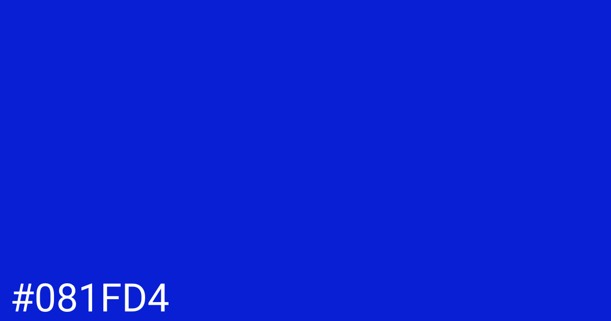 Hex color #081fd4 graphic