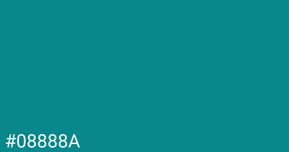 Hex color #08888a graphic