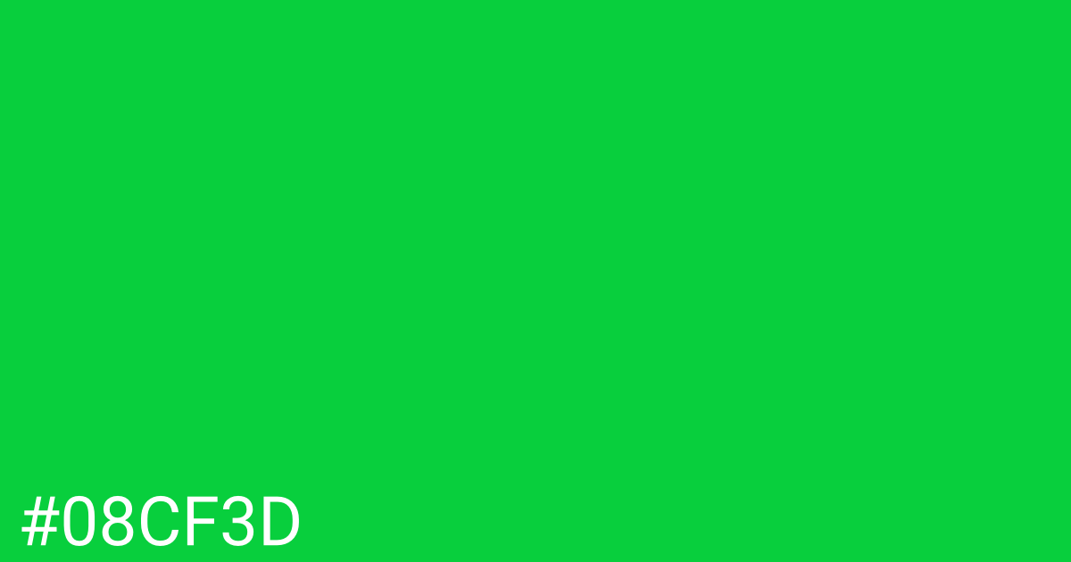 Hex color #08cf3d graphic