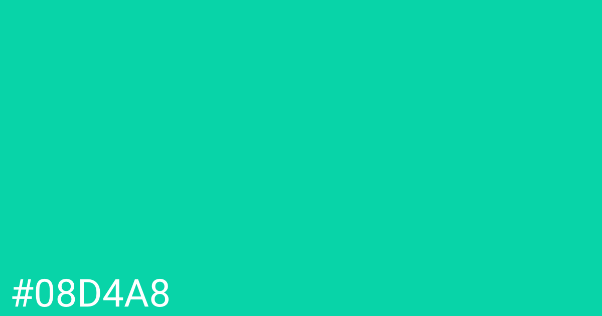 Hex color #08d4a8 graphic