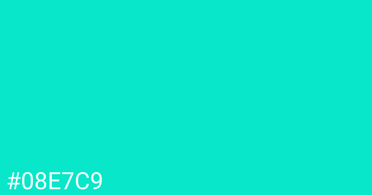 Hex color #08e7c9 graphic
