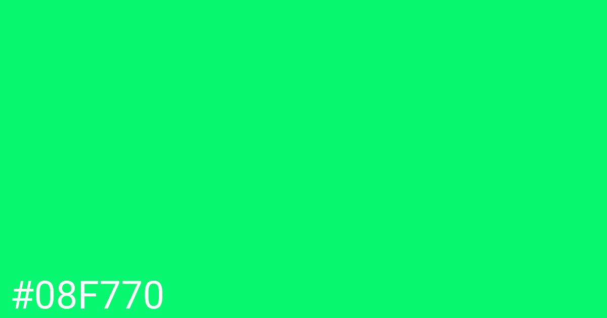 Hex color #08f770 graphic