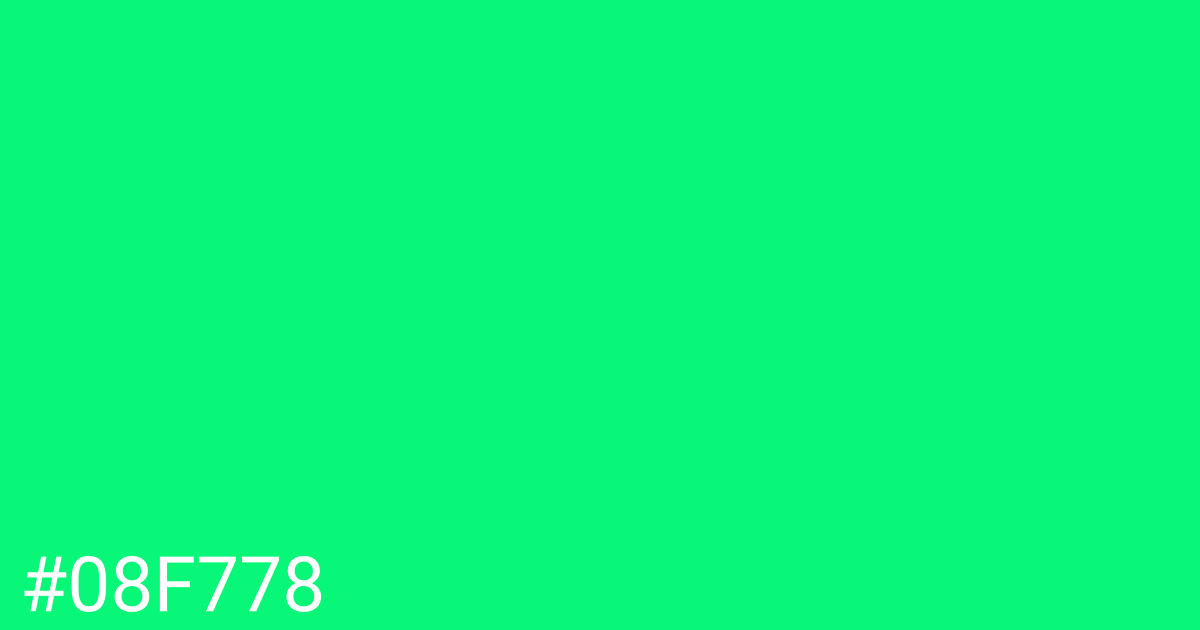 Hex color #08f778 graphic