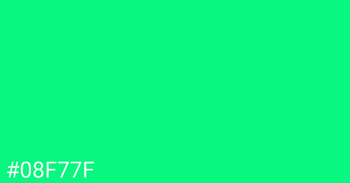 Hex color #08f77f graphic