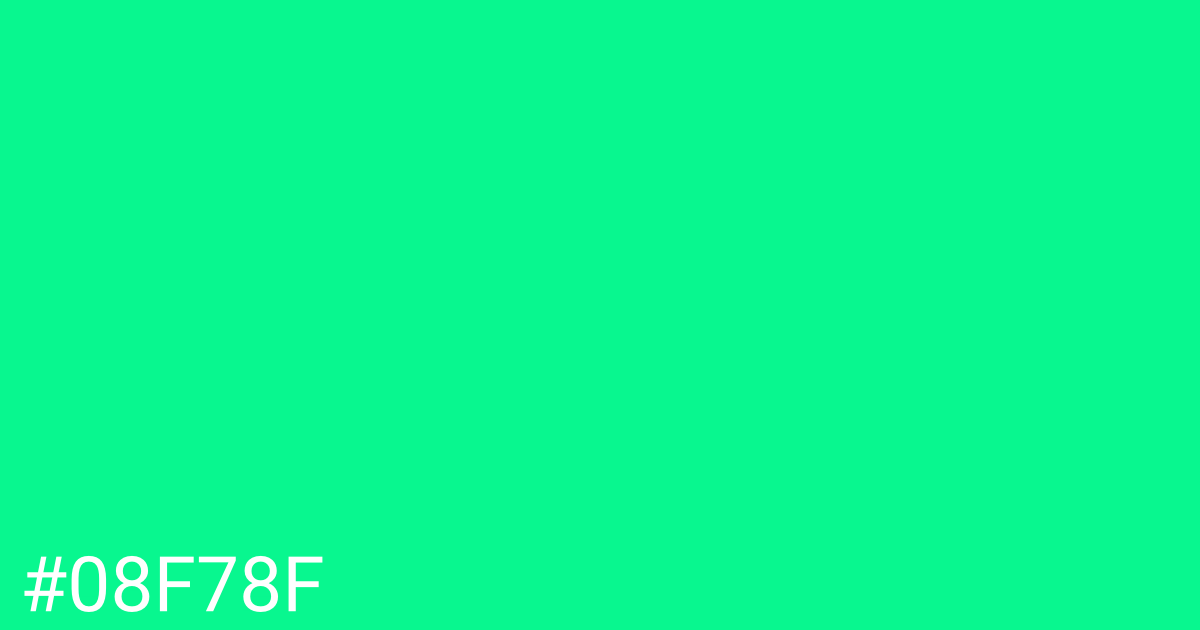 Hex color #08f78f graphic