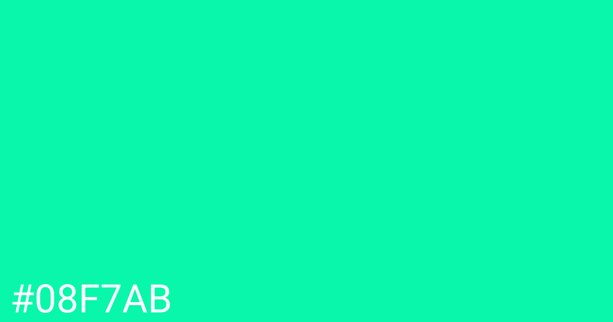 Hex color #08f7ab graphic