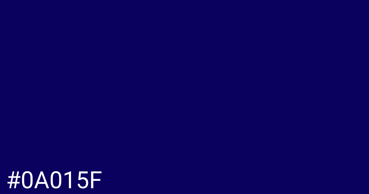 Hex color #0a015f graphic