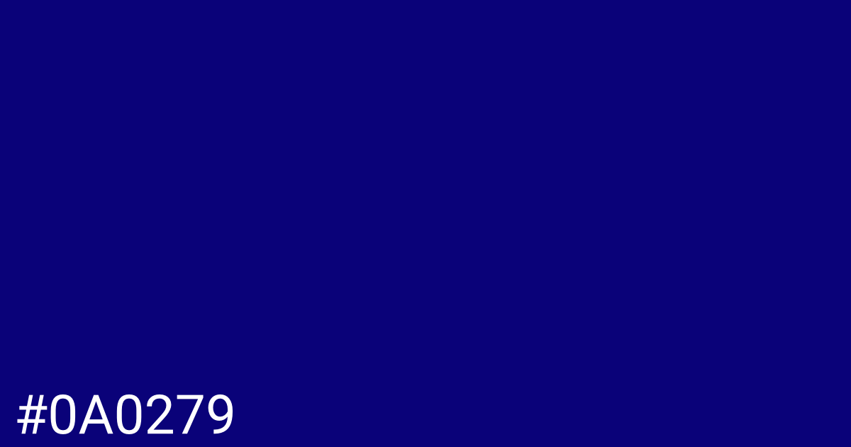 Hex color #0a0279 graphic