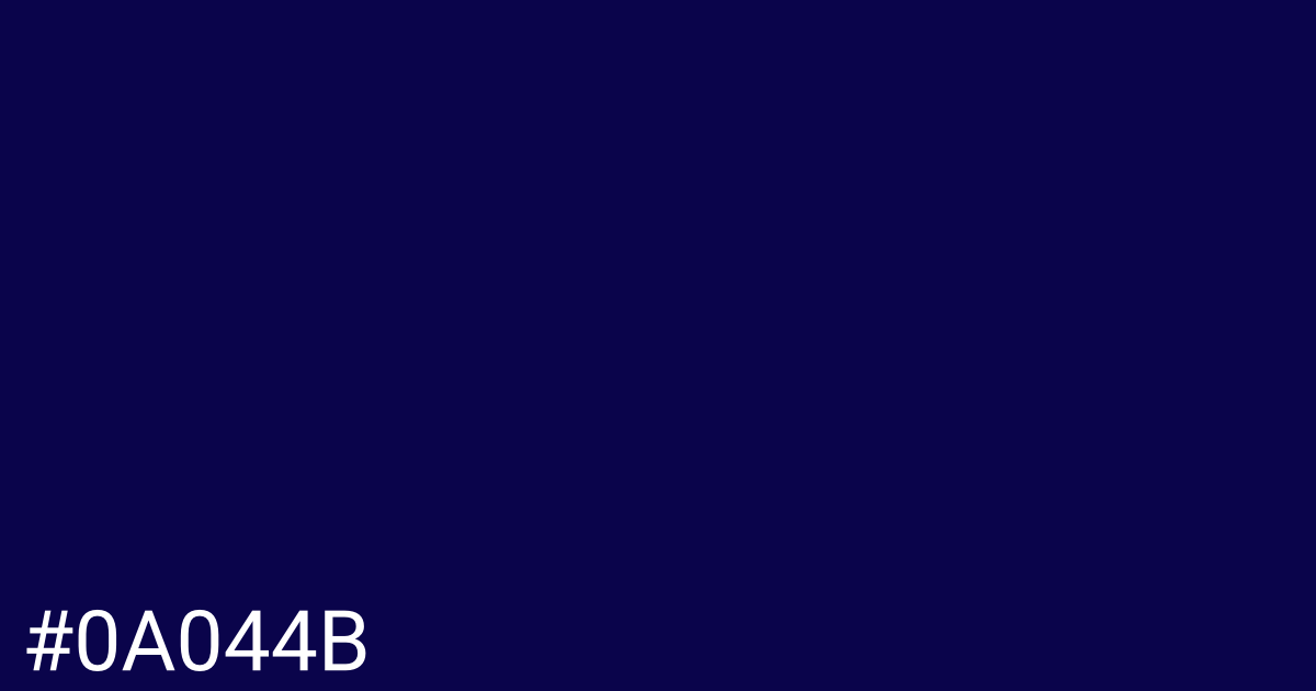 Hex color #0a044b graphic