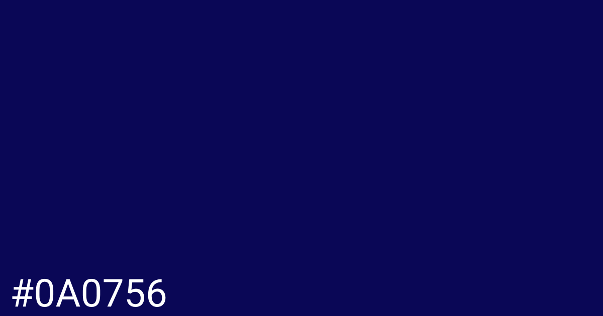Hex color #0a0756 graphic
