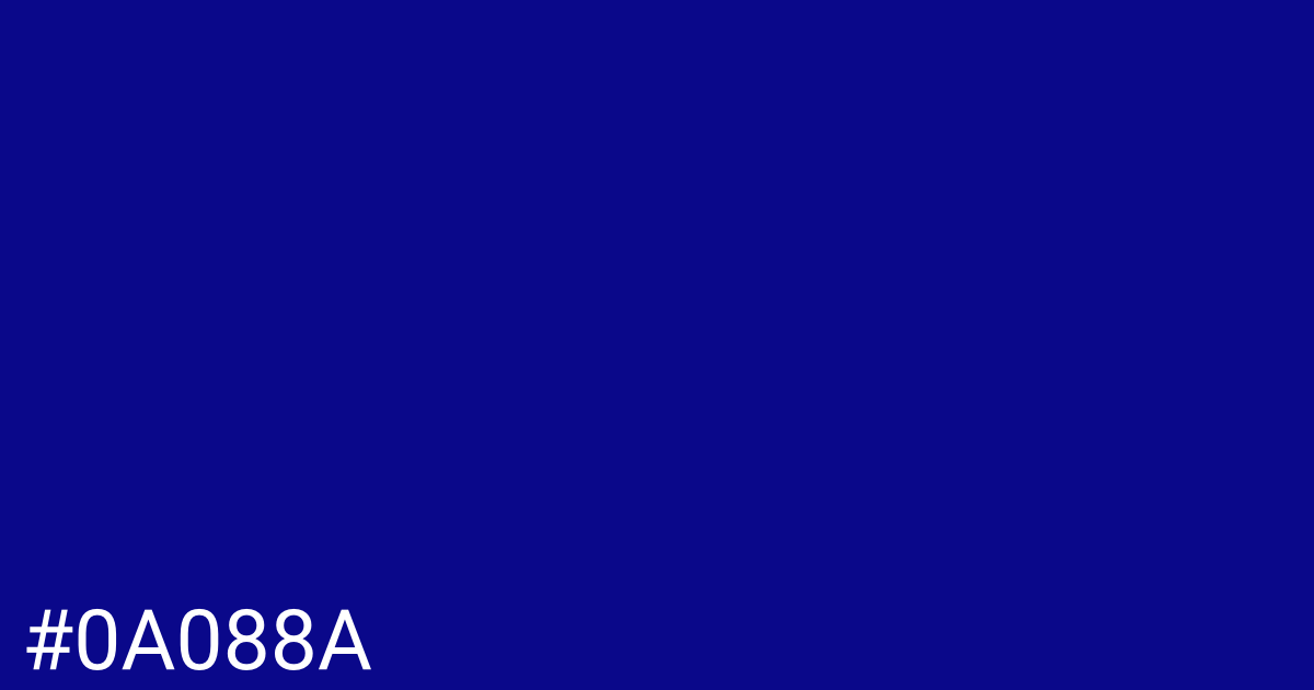 Hex color #0a088a graphic
