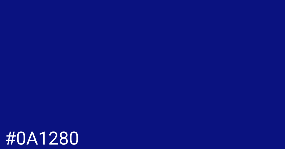 Hex color #0a1280 graphic