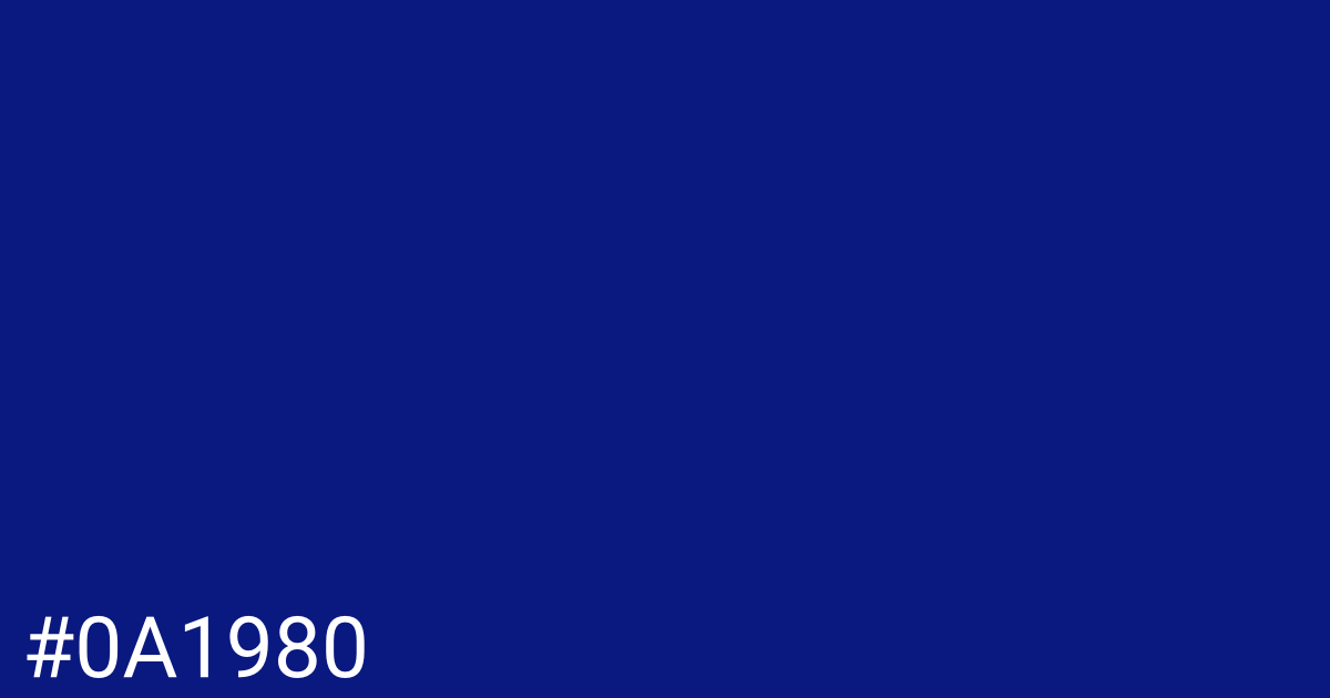 Hex color #0a1980 graphic