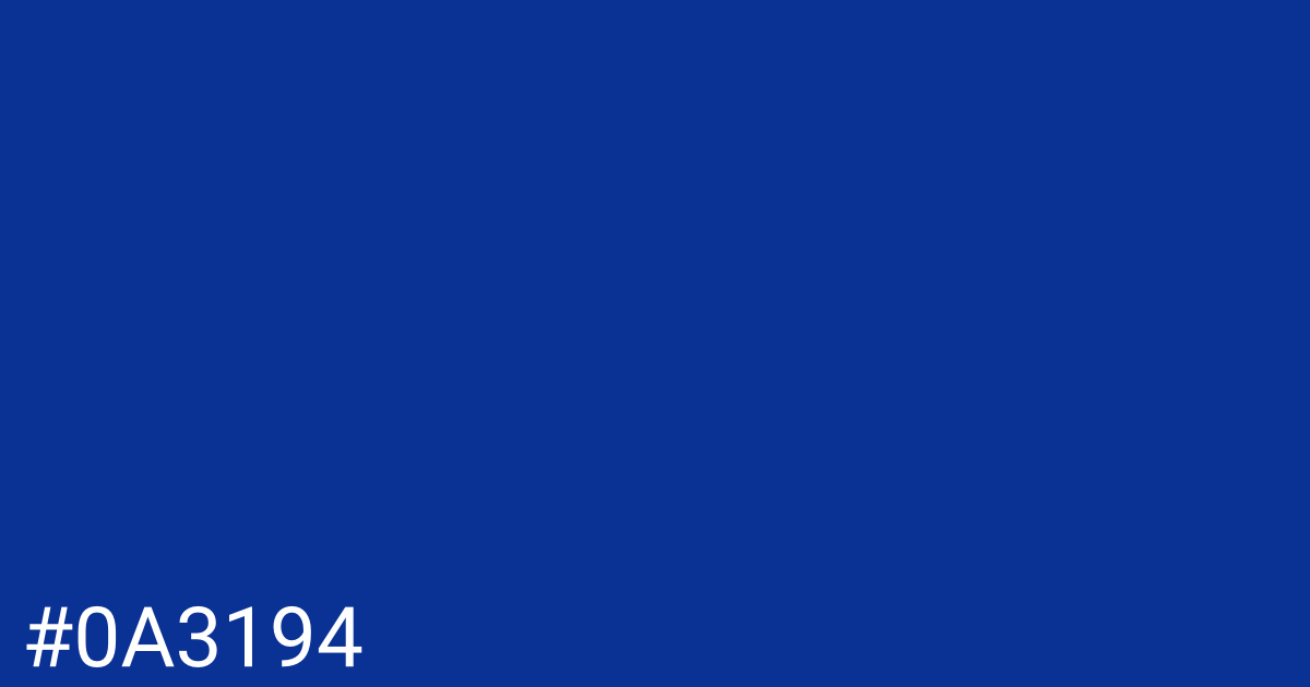 Hex color #0a3194 graphic