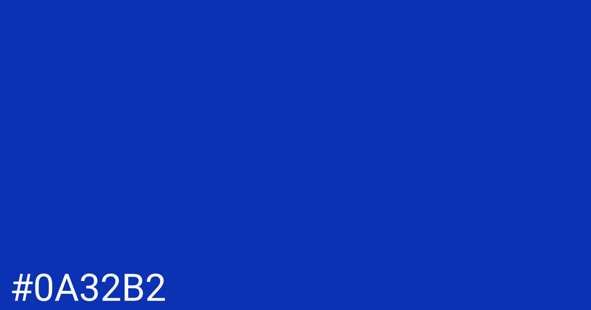 Hex color #0a32b2 graphic