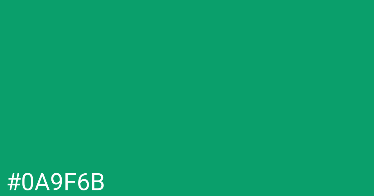 Hex color #0a9f6b graphic