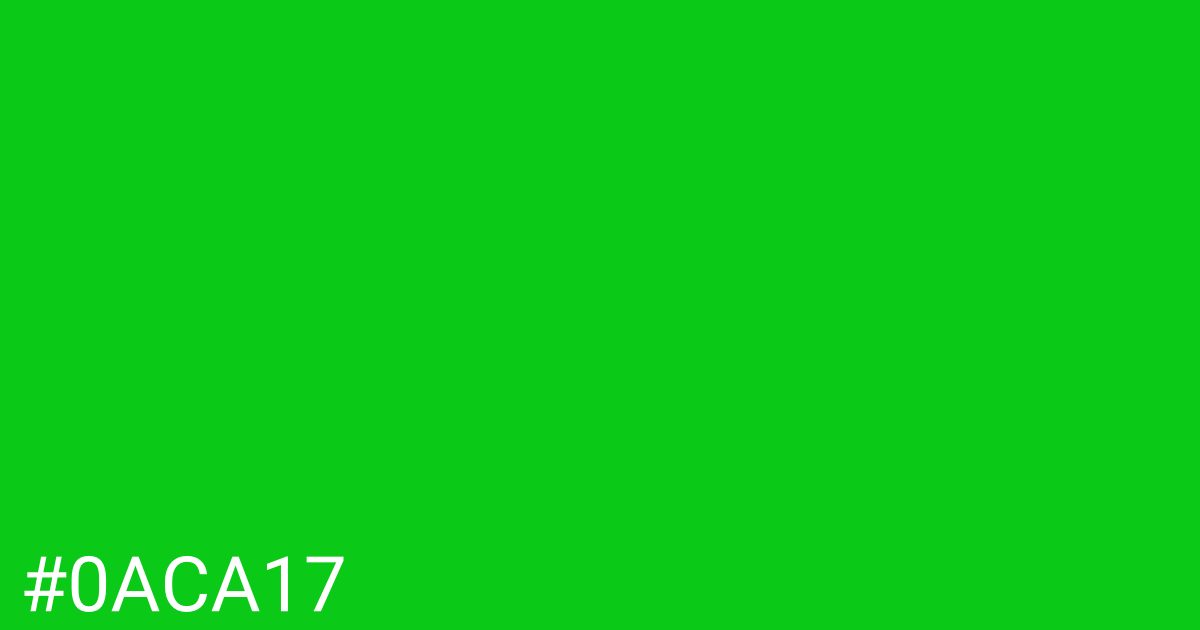 Hex color #0aca17 graphic