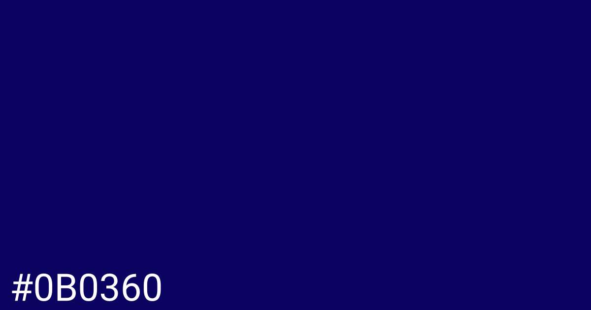 Hex color #0b0360 graphic