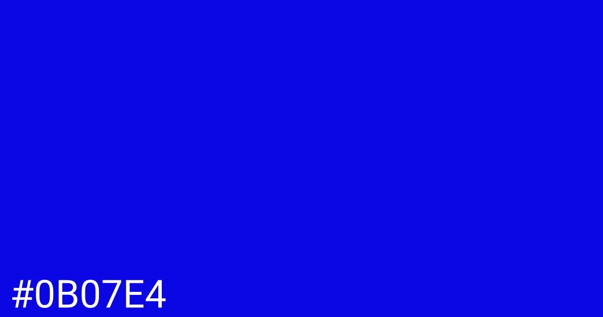 Hex color #0b07e4 graphic