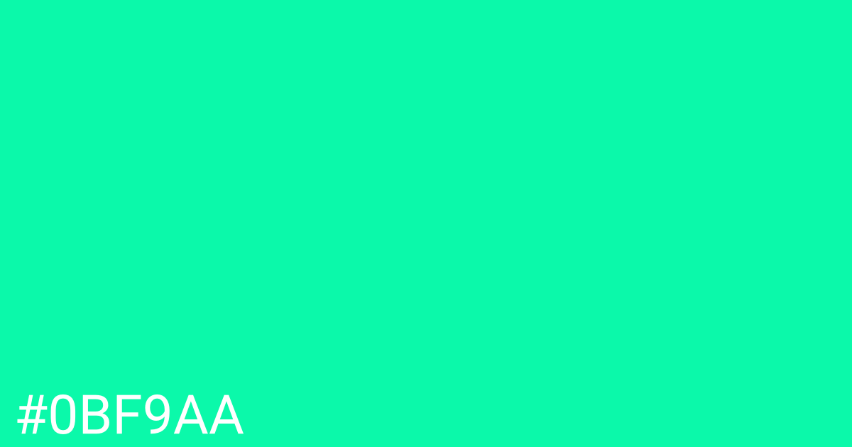 Hex color #0bf9aa graphic