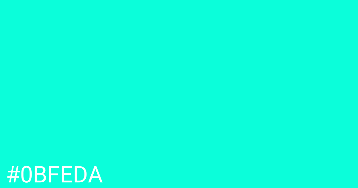 Hex color #0bfeda graphic