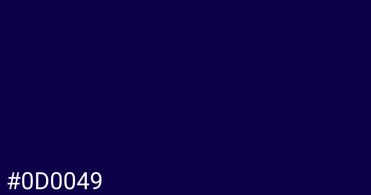 Hex color #0d0049 graphic