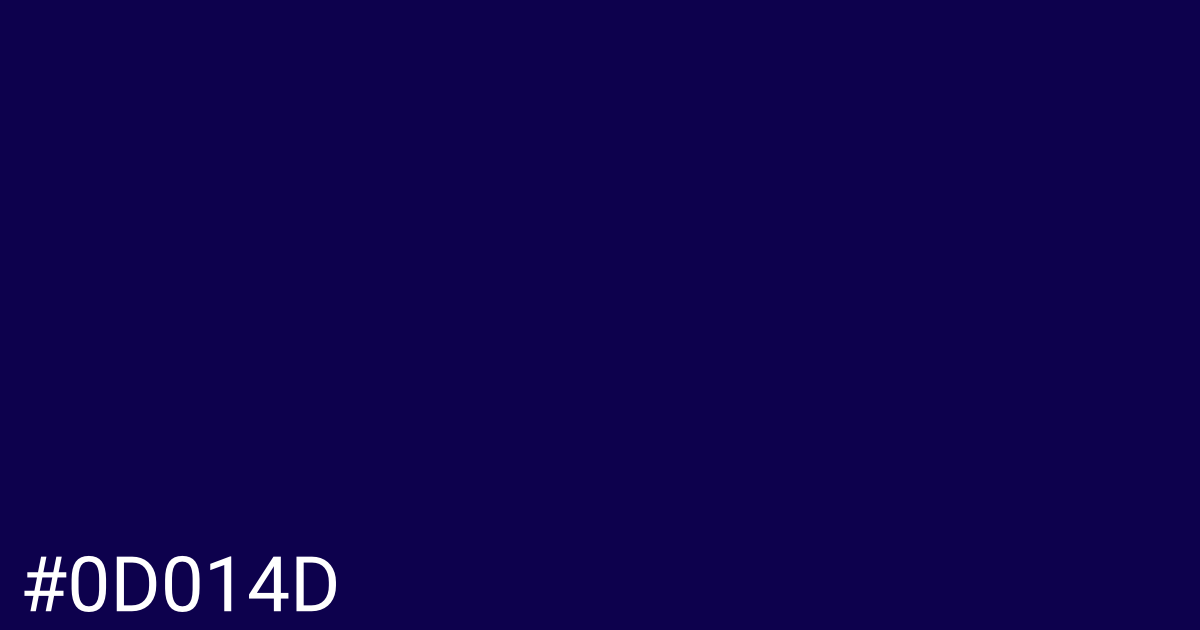 Hex color #0d014d graphic