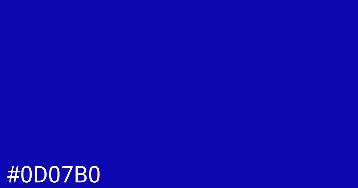 Hex color #0d07b0 graphic