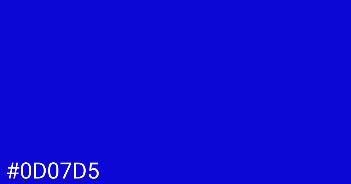 Hex color #0d07d5 graphic