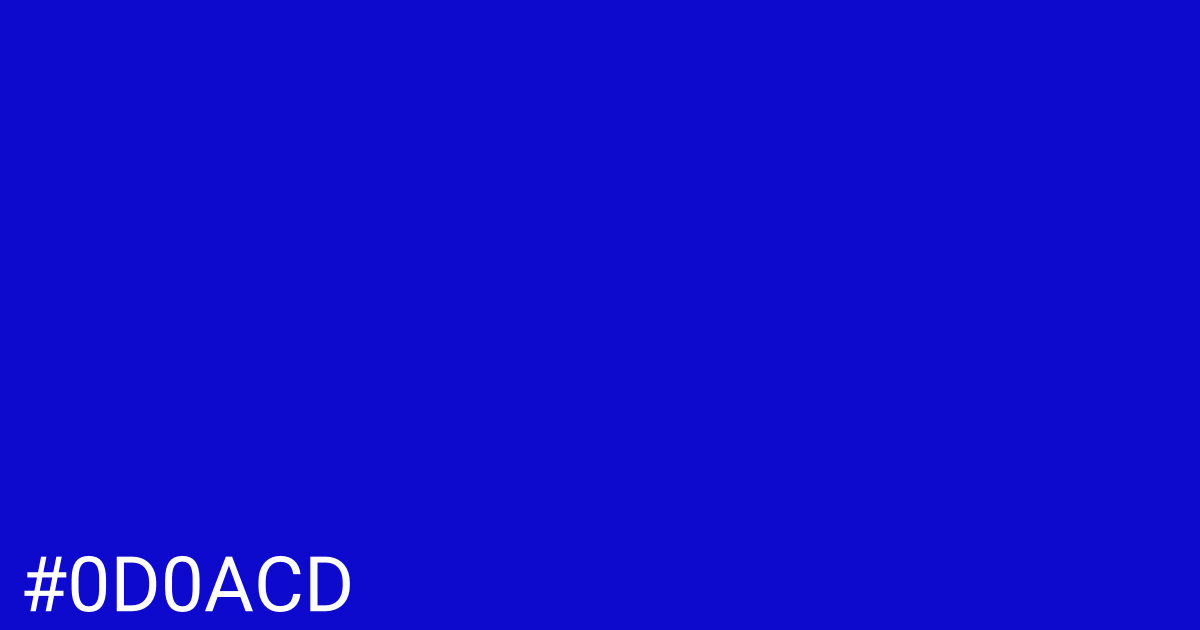 Hex color #0d0acd graphic