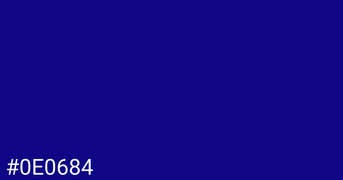 Hex color #0e0684 graphic