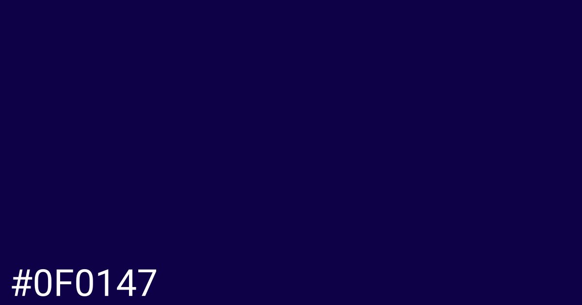 Hex color #0f0147 graphic