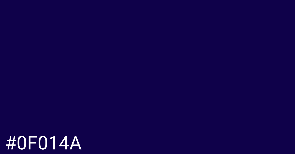 Hex color #0f014a graphic