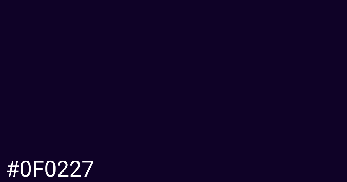Hex color #0f0227 graphic