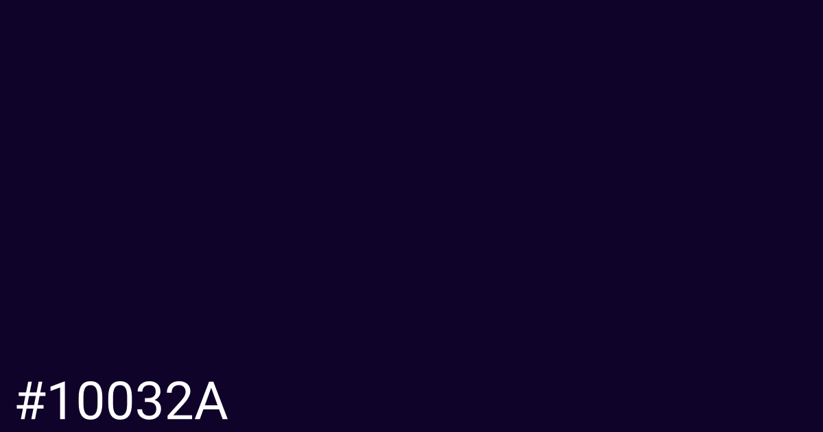 Hex color #10032a graphic