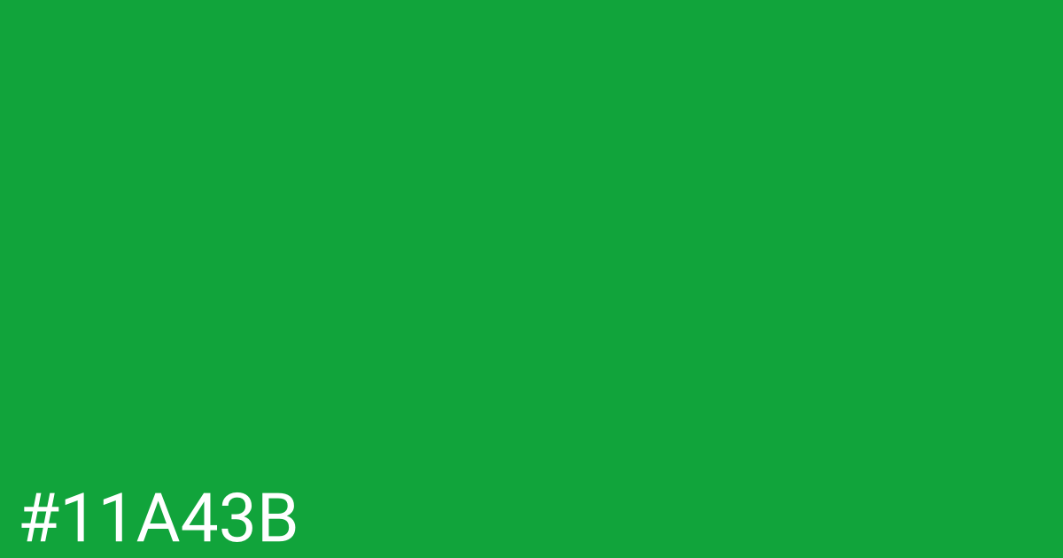 Hex color #11a43b graphic
