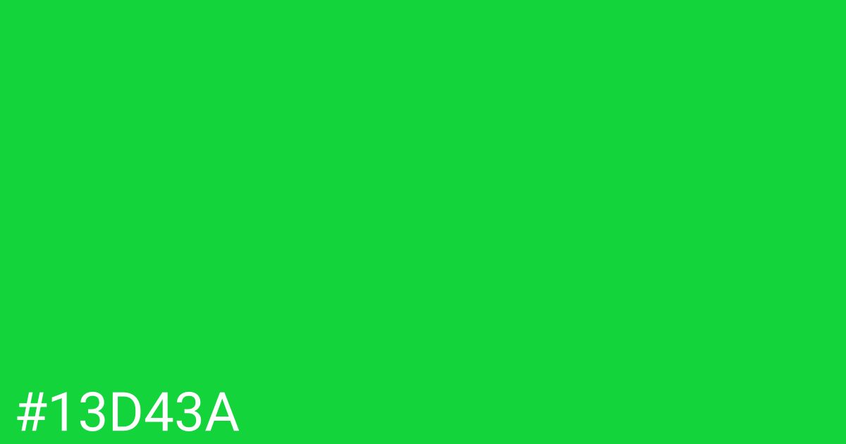 Hex color #13d43a graphic